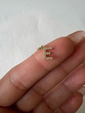 Dainty 14k Gold Plated Pavé Initial 'E' Charm Pendant - Jewelry